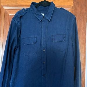 Soft denim navy blue full sleeve shirt